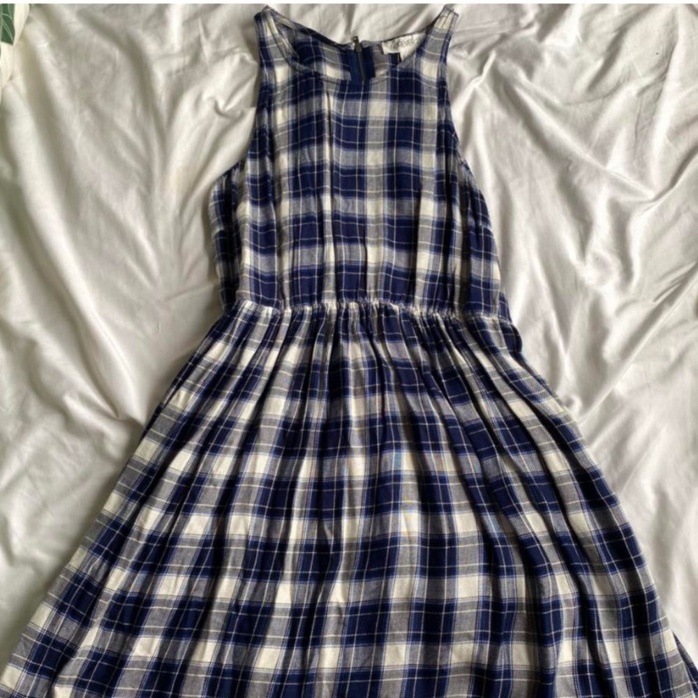 F21 Blue Plaid Mini Dress
